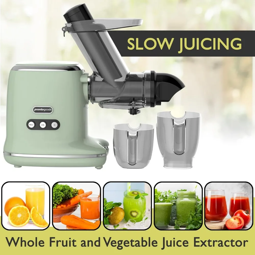 

Masticating Juicer Cold Press Slow Juicer Machine - Whole Fruit and Vegetable Juice Extractor, Multiple Filters