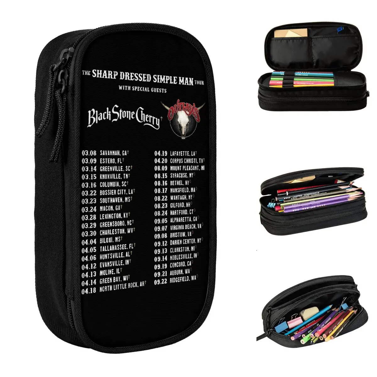 

Lynyrd Skynyrds ZZ Top Tour 2024 аксессуары, футляр для ручек большой емкости, офисные принадлежности, музыкальный тур, карандаш, фотоканцелярские принадлежности