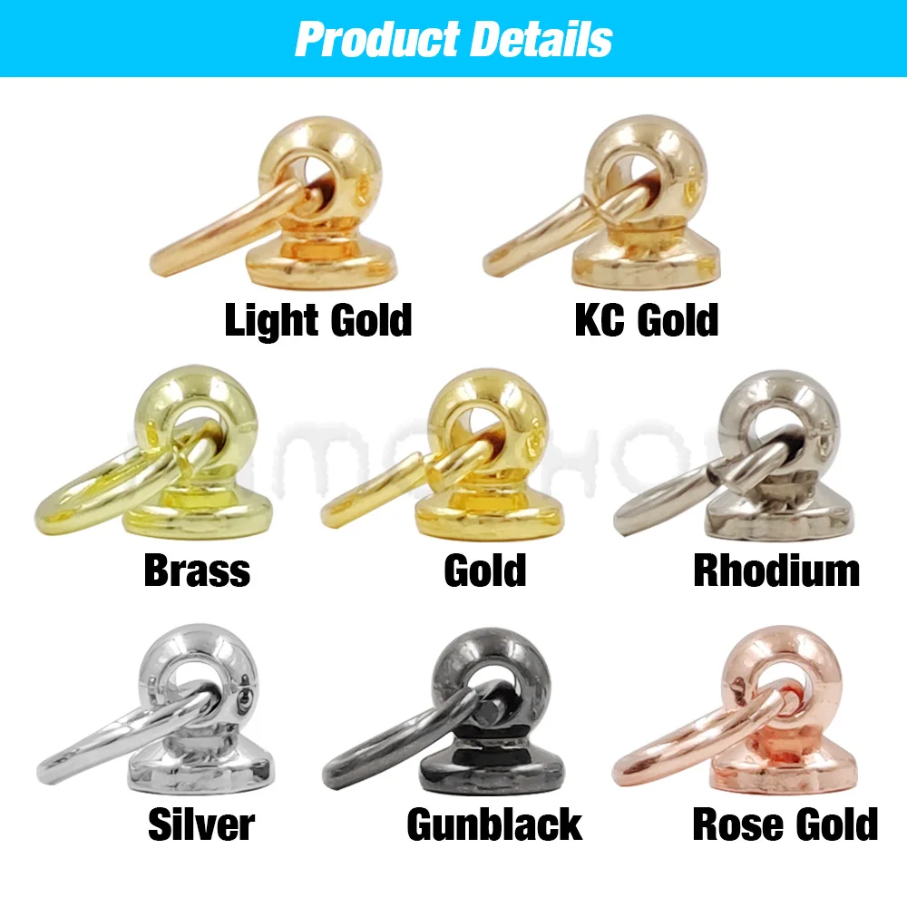 20set 7/8/10mm 금속 볼 포스트 스크류 백 O 링 스터드 시카고 스크류 리벳 Leathercraft 전화 케이스 장식 액세서리