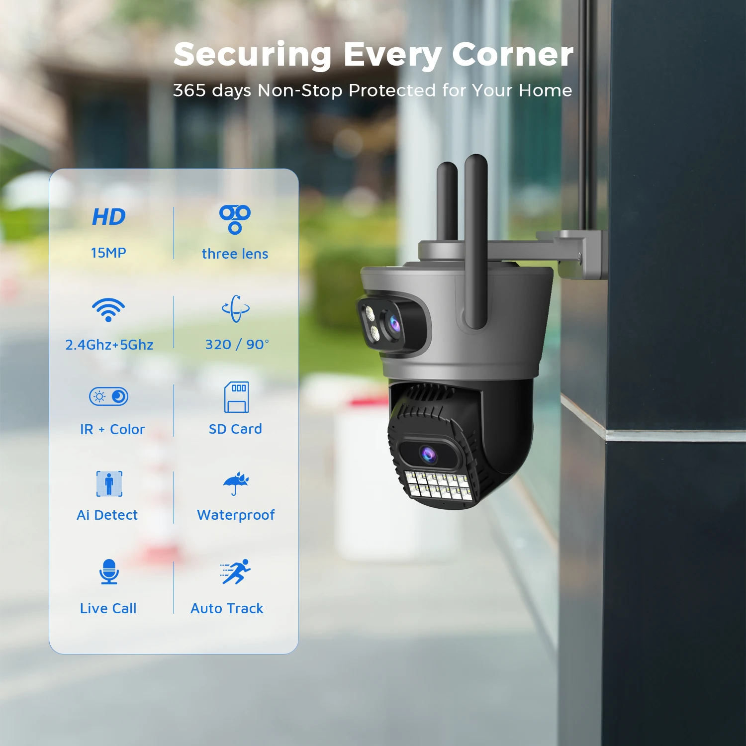 20MP 8K Four Lens Three Screens 10X Zoom PTZ Wifi IP Camera 10MP 5K Dual Lens Dual Screens Auto Tracking Outdoor Camera 5G WIFI