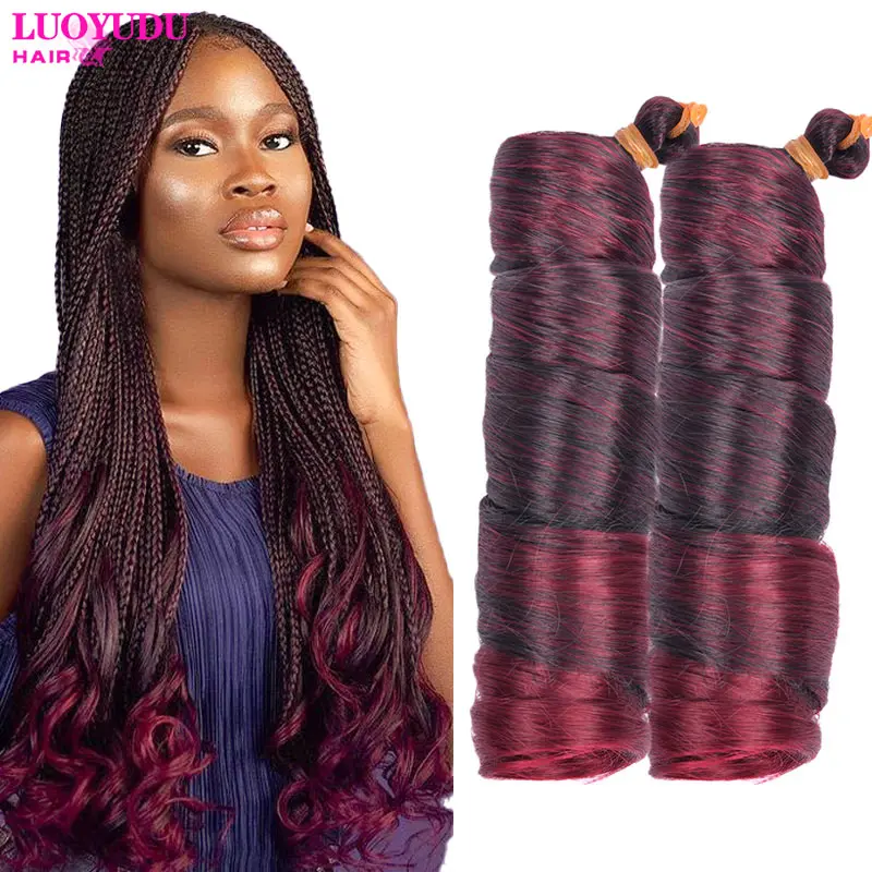 

24inch French Curls Loose Wave Spiral Curl Braid Synthetic Hair Ombre Pre Stretched Crochet Braiding Hair For Women Extensions
