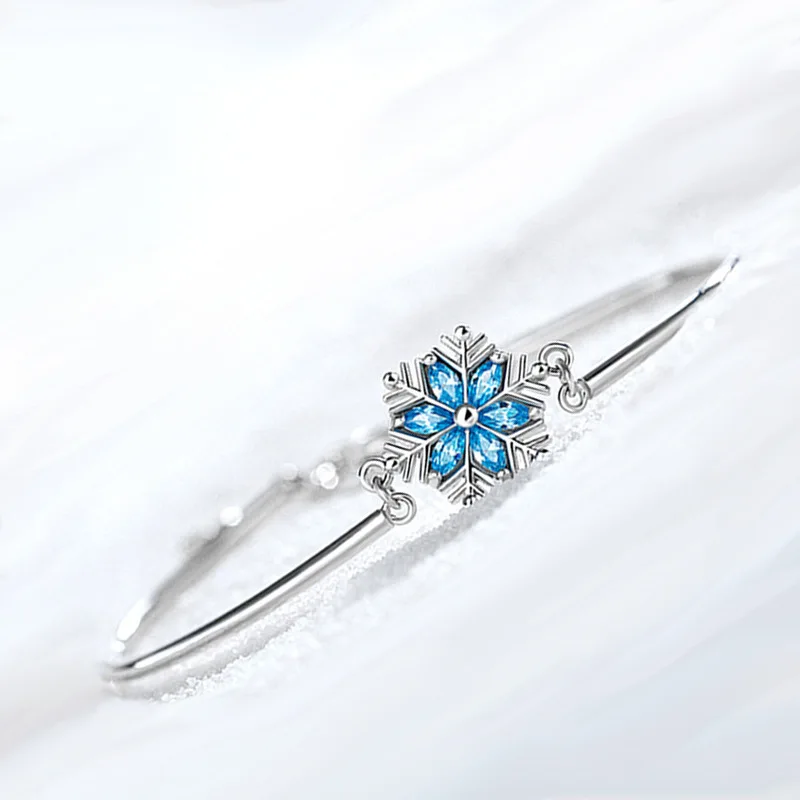 

Blue Zircon Snowflake Bracelet INS Japanese Korean Simple Mix and Match Student Friend Sen Series Snowflake Bracelet