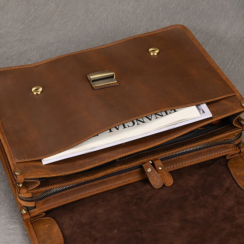 Men’s Briefcase Bag Leather British Style