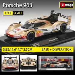 Premium Alloy Car Model with Transparent Display Case - Multiple Styles Available (Porsche 963 NO.12)