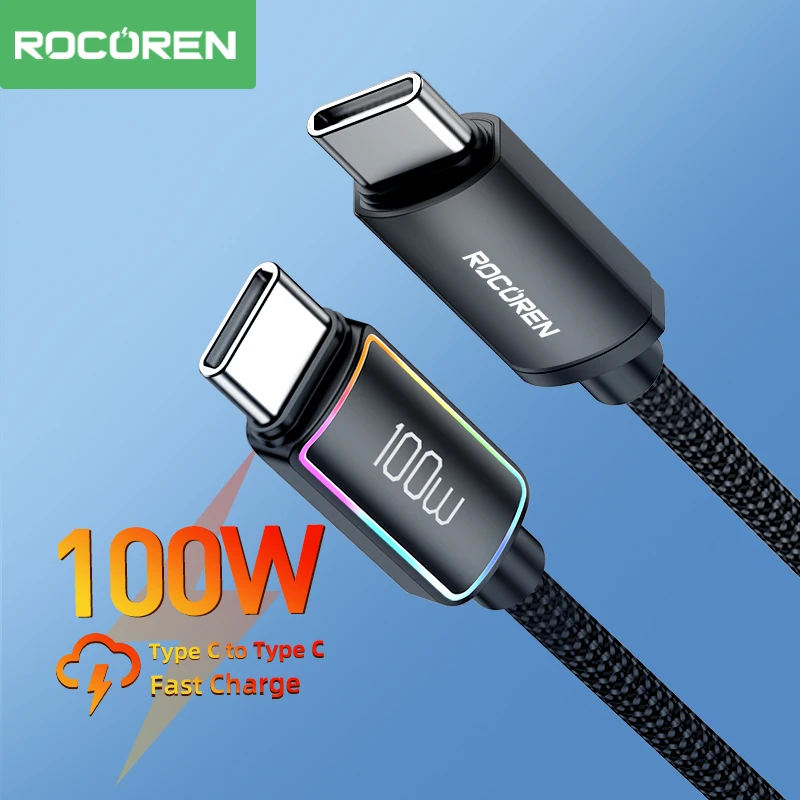 Rocoren 100W USB C-유형 C PD 케이블 5A 삼성 S23 Ultra M..