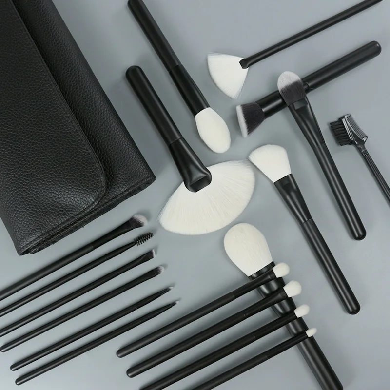 Professional 18 Pcs Goat Hair Makeup Brushes Set Kit Super Soft Animal