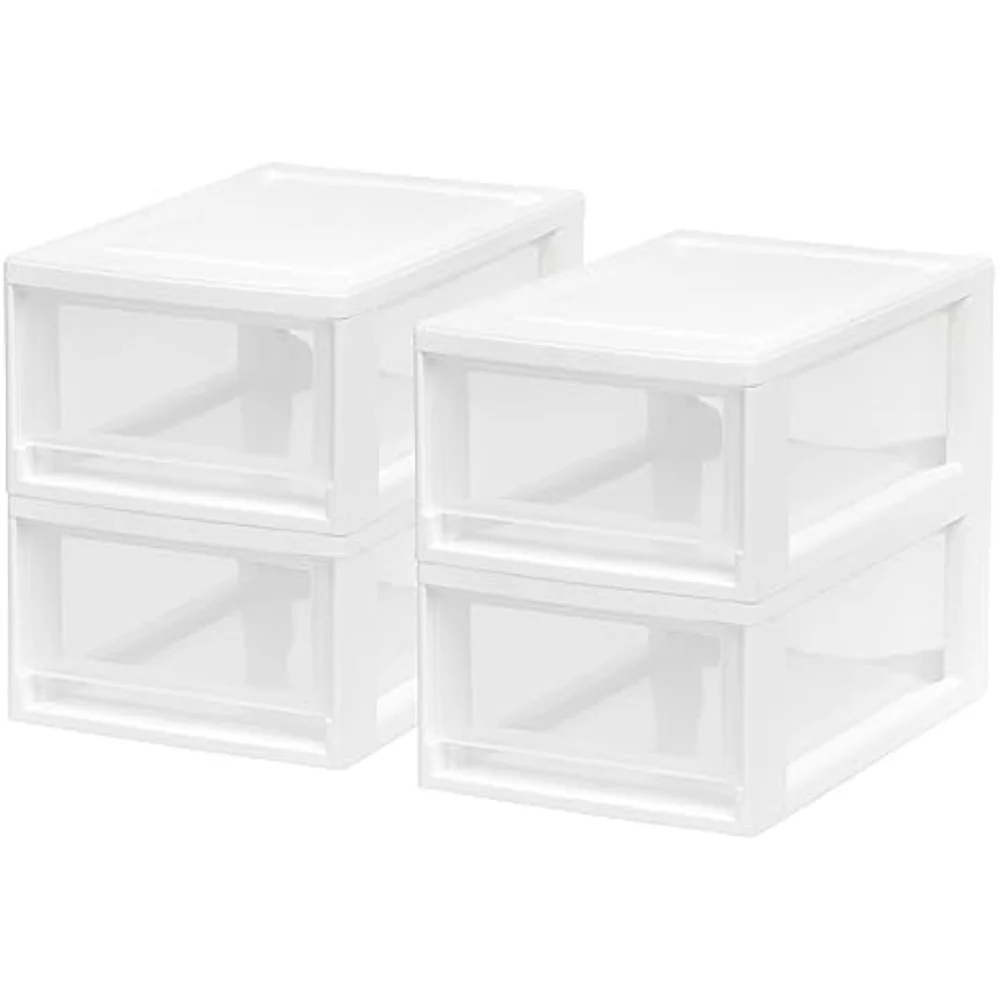 IRIS USA 8 Pack 6qt Stackable Plastic Storage Drawers, White