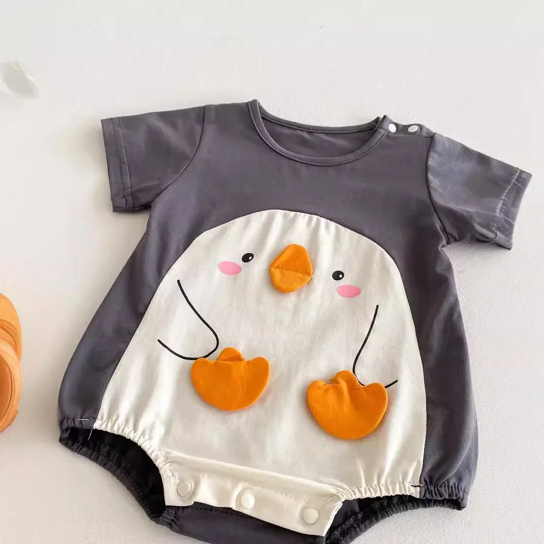 Summer Short Sleeve Baby Korean Style Cotton Cartoon Outfits Children's Rompers For Boys Girls Lightweight Thin Hao Hao