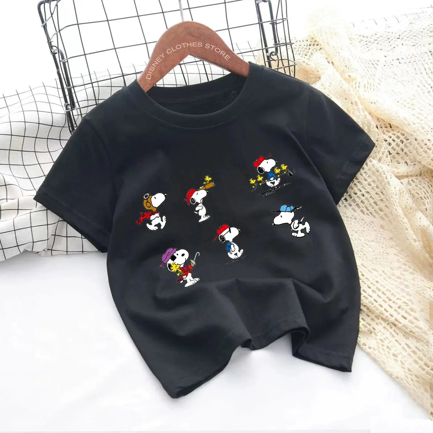 New anime Snoopy Printed T-shirt Kids Short sleeve kids 3-14 years old boys and girls new fashion Pokemon top 5