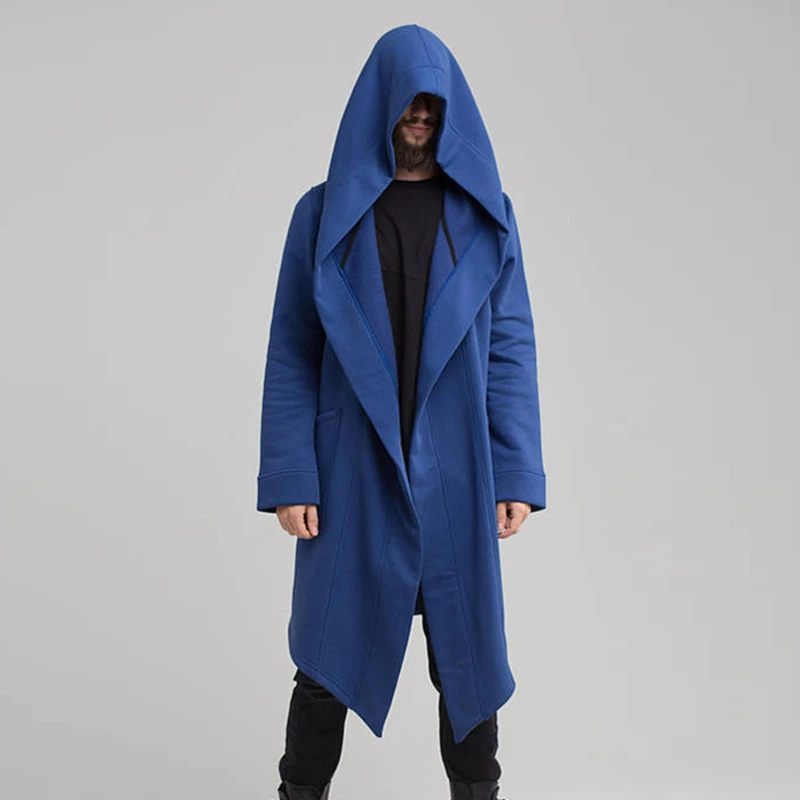 Men Super Long Trench Coat Oversize Hooded Cape Cloak Jacket Mantle Outwear  2020