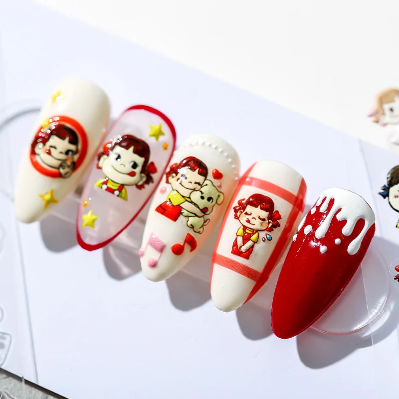 PEKO Chan Nail Stickers Cute Cartoon Nail Art Candy Happy Relief 5D Nail Accessories Star Dog Manicure Nail Supplies Nail Tips 4
