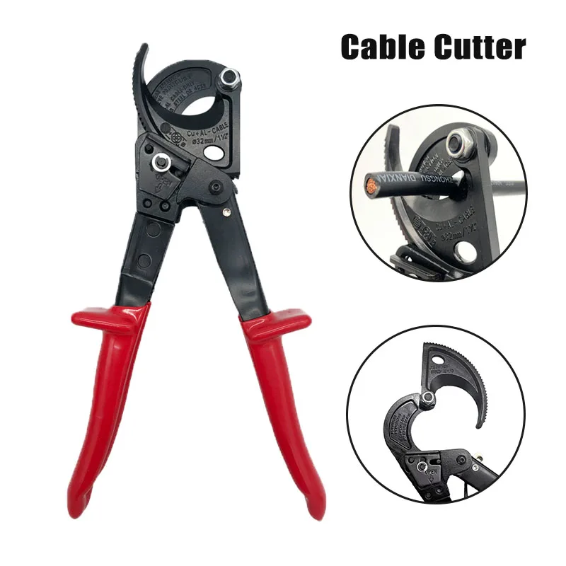 Ratcheting Cable Cutter HS 325A 520A Insulated Wire Cutting Pliers Professional Ratcheting Crimper Terminal Crimper Hand