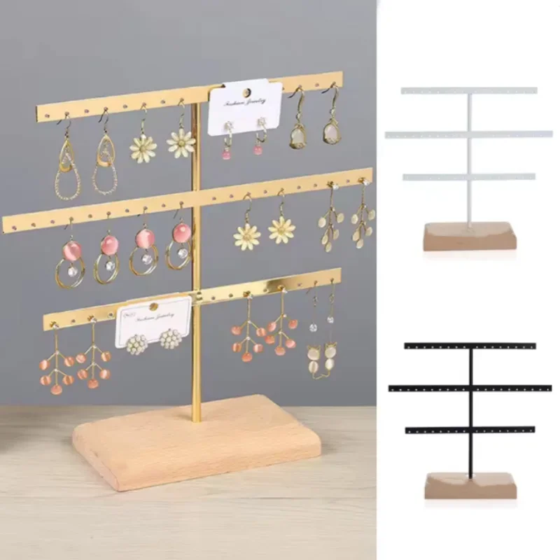 New DIY Multifunctional Earring Display Rack Necklace Ring Storage Rack Detachable Wooden Bottom Women Bracelet Jewelry Rack