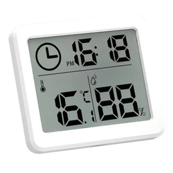 Sleek Multi - Function Digital Clock with Temperature & Humidity Display (WHITE)