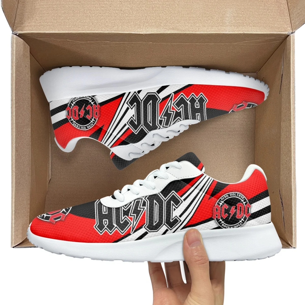 Fashion AC Rock Band Pattern Sneaker for Women Travel without tired feet Durable jogging Training Shoes Holiday Gift for Ladies