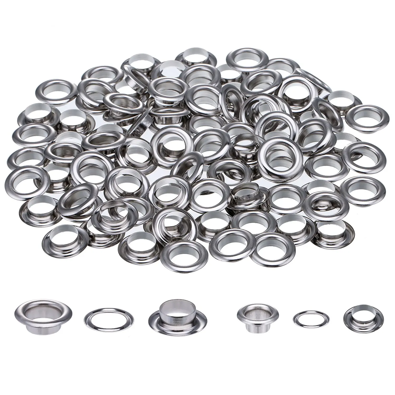 Silver Eyelet and Eyelet Punch Die Tool Set Metal Button for DIY Leather Craft Clothing Shoes Belt Bag Grommet 4mm-20mm 100PCS eyelet punch tool set eyelet grommet ring eyelet grommet ring kit grommet eyelet kit grommet punch tool grommet tool kit grommet tool eyelet grommet dies metal eyelet buttons metal snap button tools
