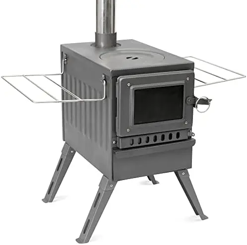

Stove with Large Firebox, Outdoor Stove include View Glass and Chimney Pipes, Portable Heater for Camping and Indoor Use кем