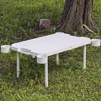 Folding Camping Table Beach Table with 4 Cup Holders Handle Design Multipurpose Outdoor Desk Cooking Desk for BBQ Backpacking 1