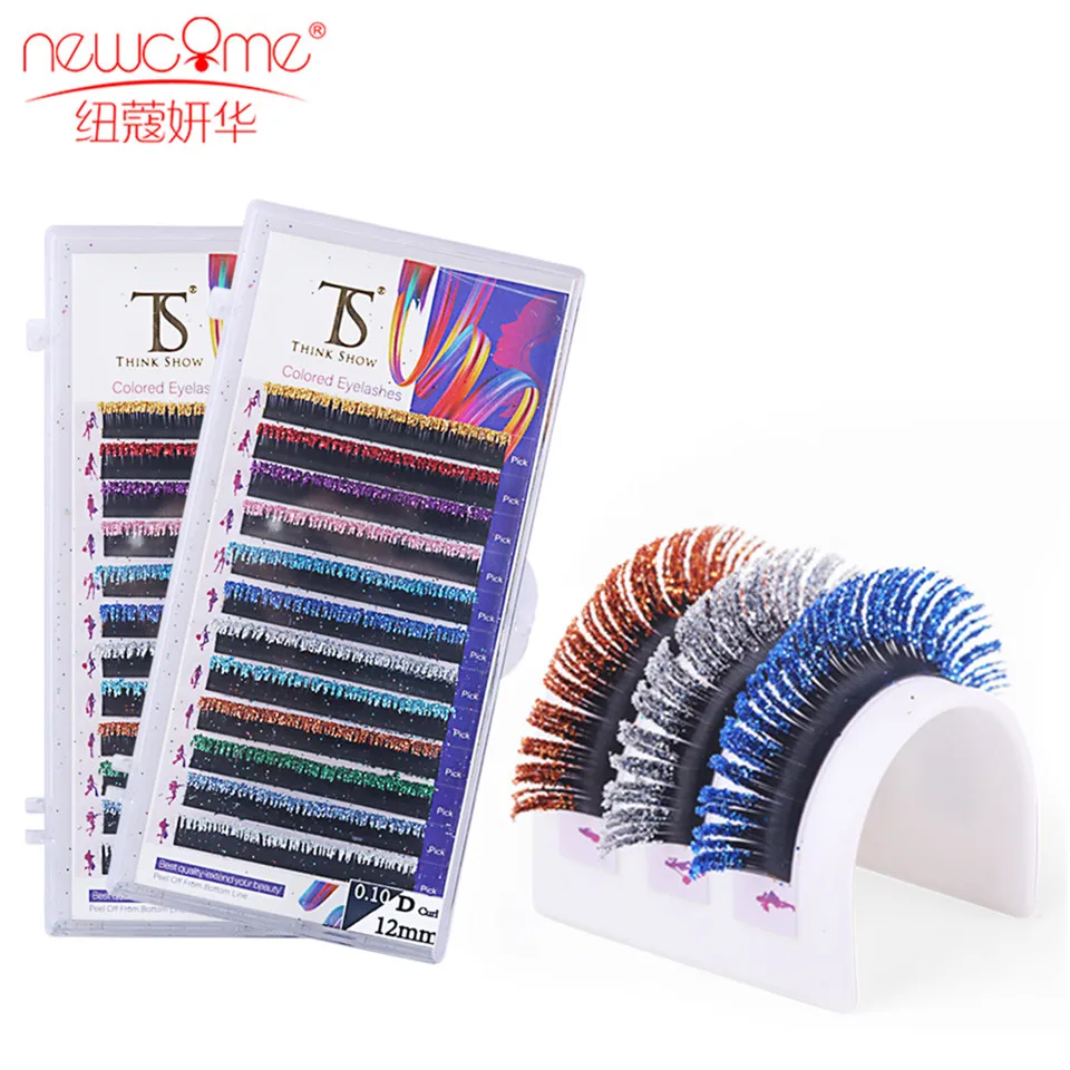 

Mix Colors Glitter Eyelash Extensions Shiny Colorful False Lashes Faux Volume Individual Lashes For Makeup Supplies