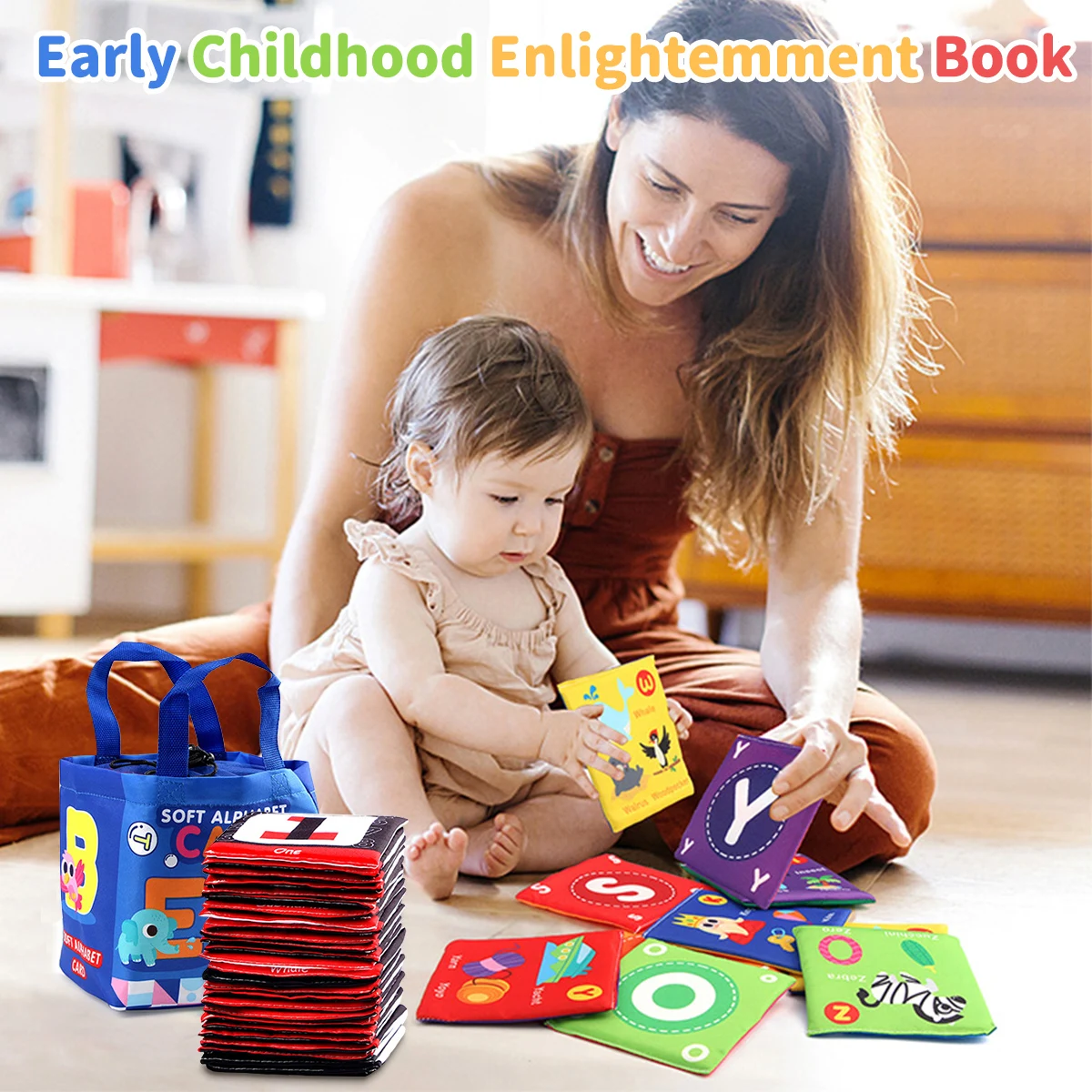 Baby Cloth Card Super Soft Exquisite Pattern Washable Non-Fading Tear-resistant Boost Color Cognition Toddler Alphabet Book 2