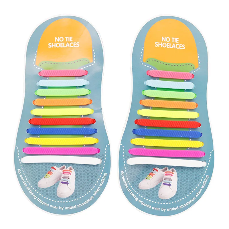 Weiou Lace 20 Pcs/Pair For 10 Holes Casual Canvas Boots Loafer Shoe String Lazier Silicone Convenient Rope Replacement Colorfule
