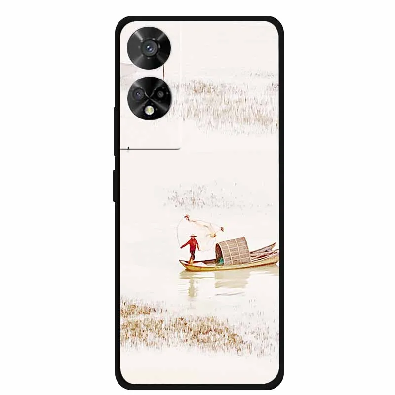Lovely TPU Soft Silicone Painted Cat Phone Back Cover - 6.78  Coque