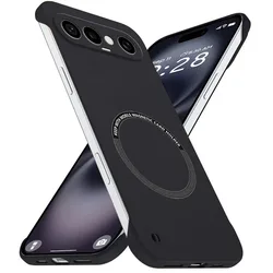 Ultra Thin Frameless Magnetic Wireless Charging Shockproof Case with Skin - Feel Finish for Vivo S50 Pro mini (Black)