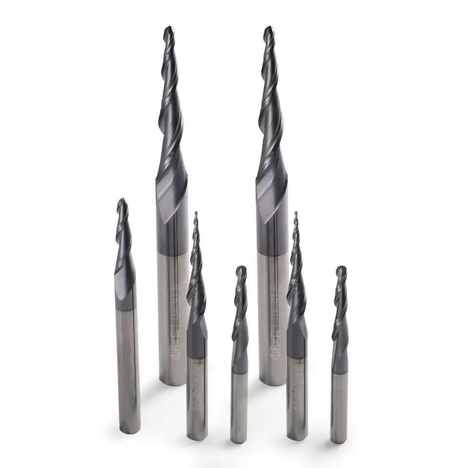 5Pcs Tapered Ball Nose End Mill 3.175mm 4mm 6mm 8mm Ball Nose Tapered End Mills Router Bits CNC Taper Wood Metal Milling Cutter image 3