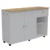 Kitchen Island Cart Victoria, Four Interior Shelves, Six Carters, One Drawer, Double Door Cabinet White / Light Oak 4