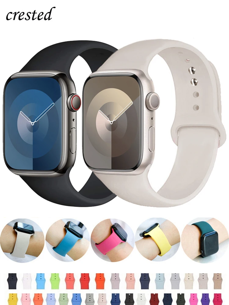   애플 워치 밴드용 실리콘 스트랩, 한국 벨트 팔찌, iWatch 시리즈 9, 8, 7, 6, 5, 3, SE 울트라 2, 44mm, 40mm, 49mm, 45mm, 41mm, 38mm, 42mm 