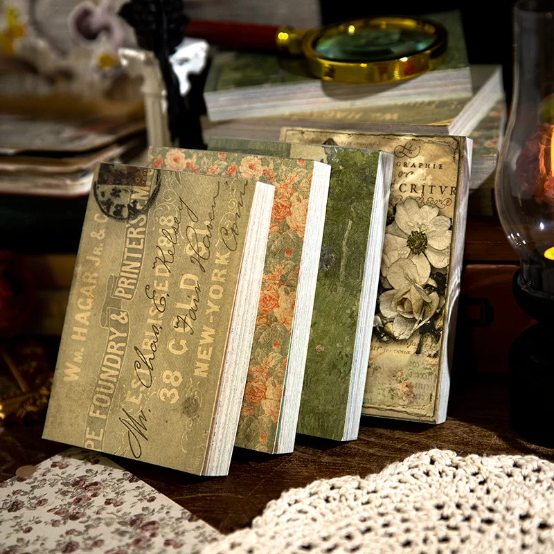 

100pcs/lot Memo Pads Material Paper Morning Glory Rose DIY Scrapbooking Cards Junk Journal Retro Background Decoration Paper