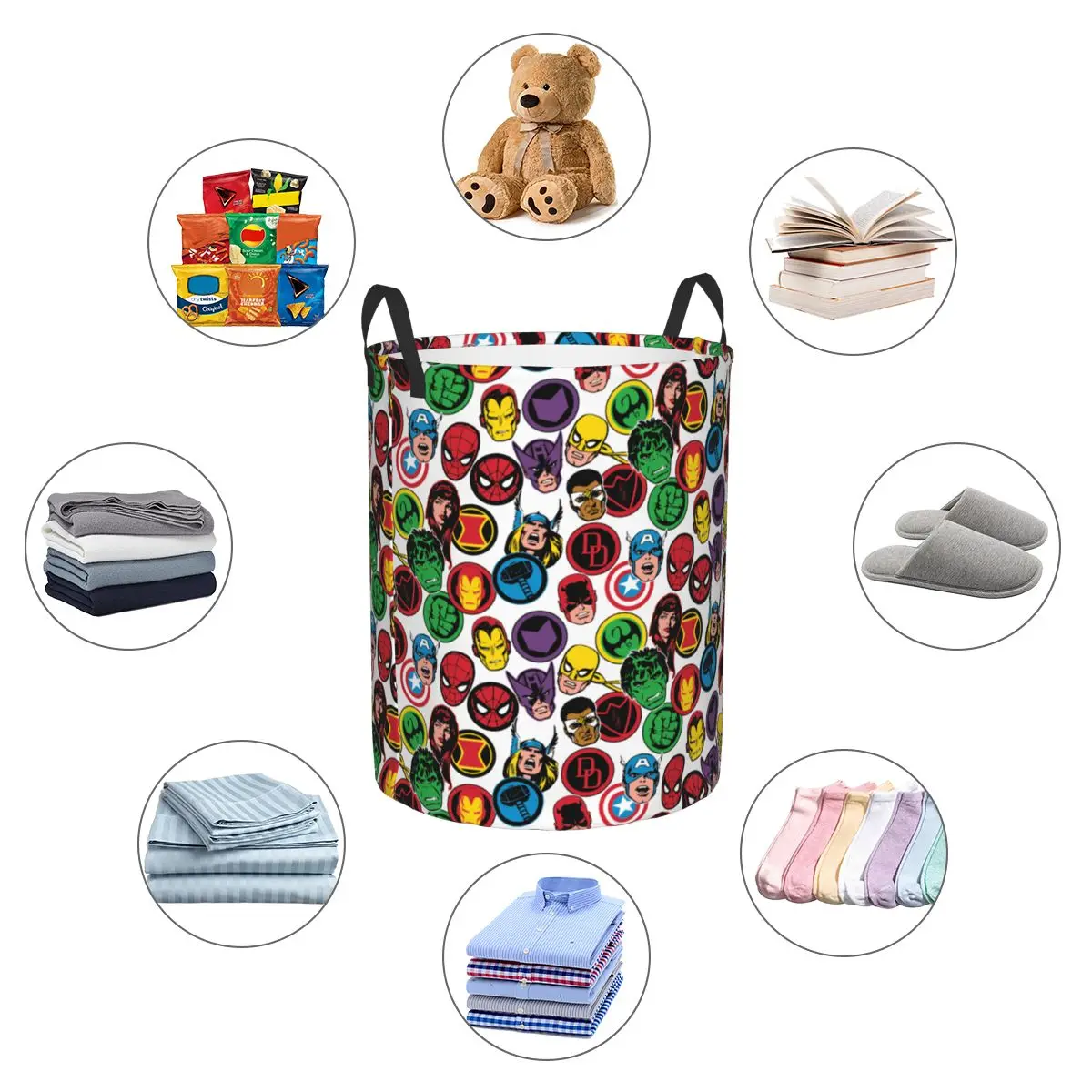 Laundry basket portable hamper superhero movie collection laundry hamper large storage basket action Spider Man comics girls boys toy organizer