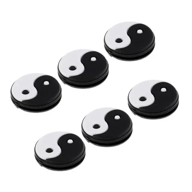 6Pcs/Set Yin Yang Pattern Tennis Racquet Vibration Dampeners Soft Lightweight Firm Silicone Material Gift for All Tennis Players 5