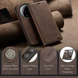 Premium Caseme - 013 Book Style Flip Leather Wallet Case with Card Slots and Stand Feature - Xiaomi 17 (Coffee)
