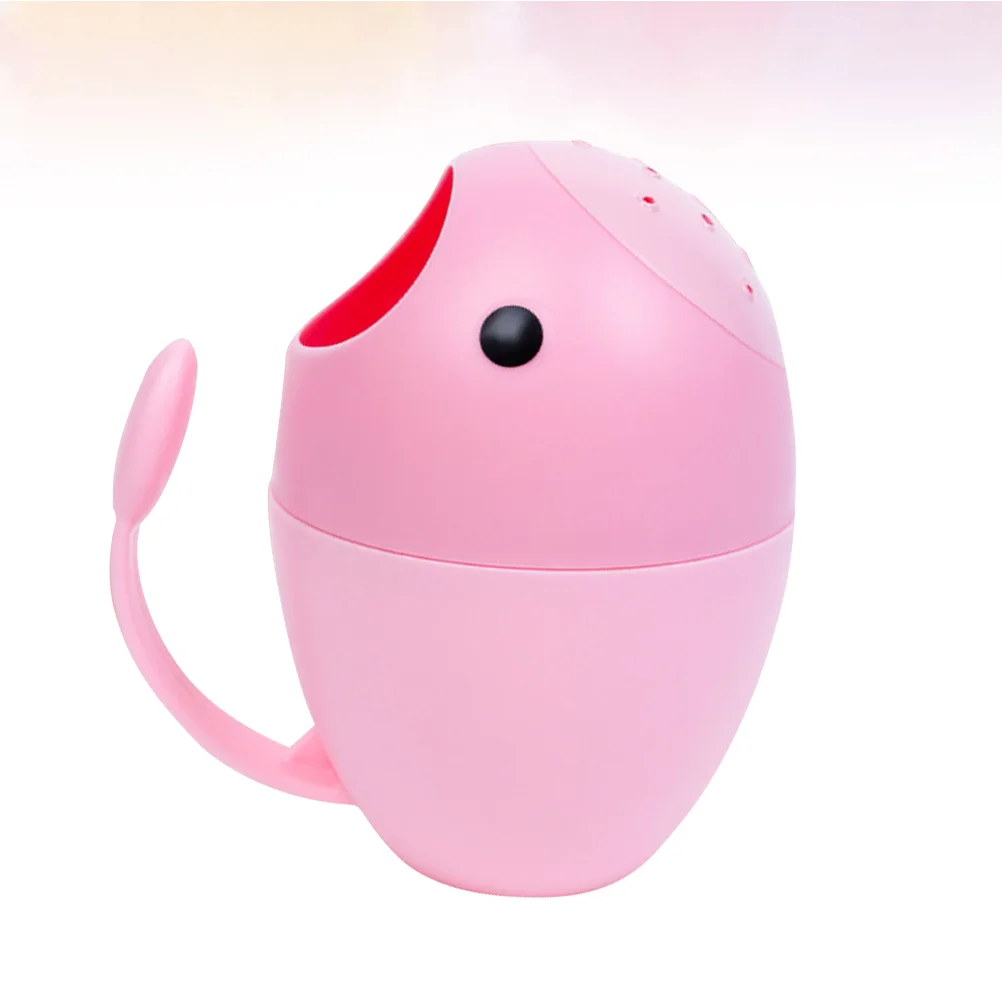 

Baby Shower Water Spoon Holder Cup Egg Shape Bathing Flusher Baby Shampoo Cup Bath Wash Water Container for Home Travel (Pink)