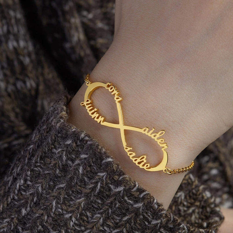 

Personalized Infinity Custom Name Bracelet Femme Stainless Steel Gold Color Friendship Mobius Band Letter Bracelet Birthday Gift