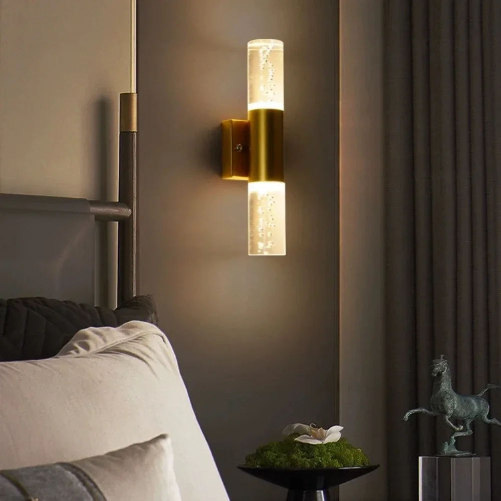 

Высококачественная настенная лампа для дома, гостиницы, ресторана, коридора, коридора, спальни, освещение, Золотая двойная Хрустальная стена