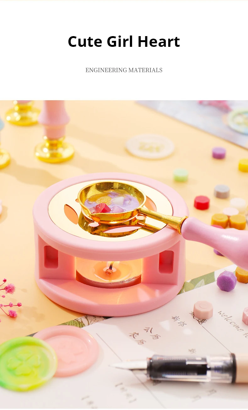 Description Picture 5 of item1set Lacquer Seal Furnace With Spoon Hollowed Out Circle Metal Sheet Wood For Stamping Lacquer Wax Melting Tool