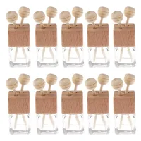 8ml Empty Car Air Freshener Pendant Clip Vent Outlet Diffuser Essential Oil Glass Vial with Wooden Cap Car Fragrance Container 1