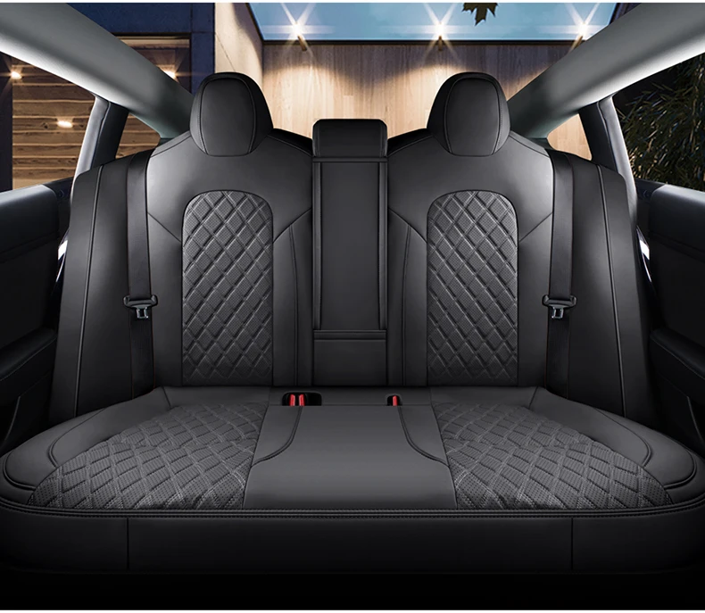 For Tesla Model 3 Y Custom Fit Car Seat Cover Accessories For Tesla 360 Degree Full Covered Perforated Artificial Leather