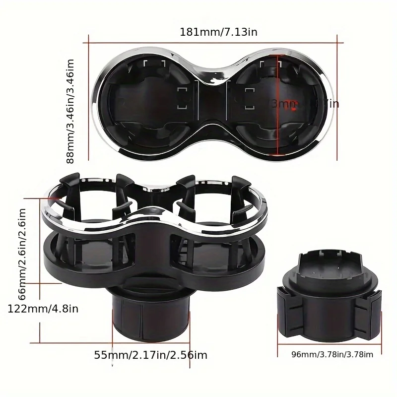 Car Double Cup Holder Adjustable Base Beverage Holder Elastic Non-Slip Cup MultiFunction Storage Bracket Accessories