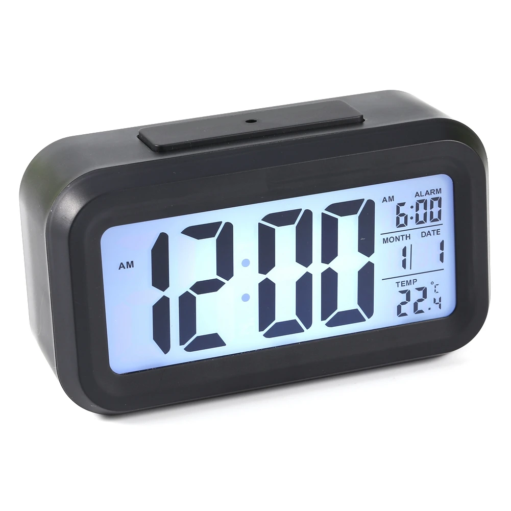 Battery Clock Calendar Temperature LED Clock LED Backlight Digital Snooze Desk Alarm Temperature Calendar Display Local