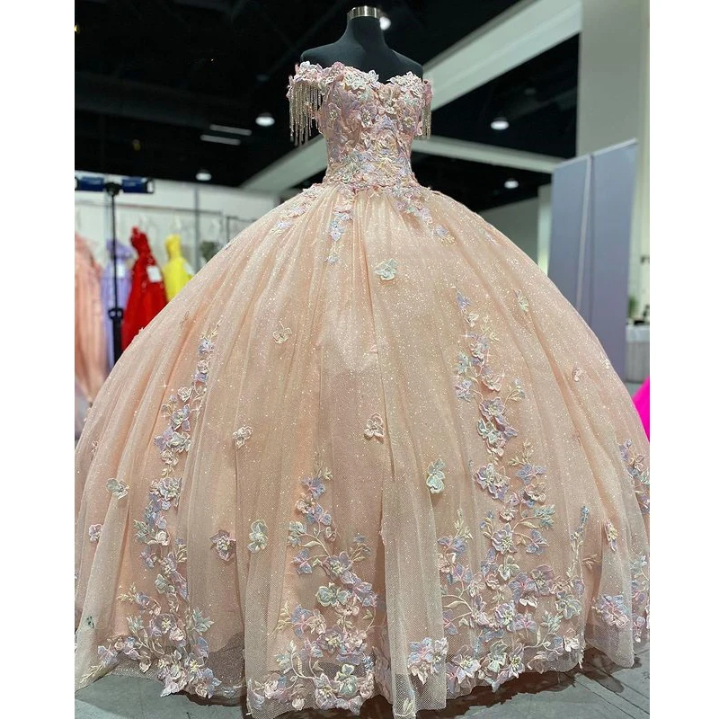 Vestidos De quinceañera mexicana De lujo De tendencia Real, corsé sin espalda, apliques De flores en 3D, vestidos De baile De princesa, vestidos De graduación