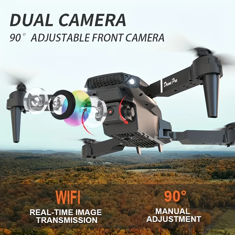 Mini Drone E88 Dual Camera Drone，ABS Material，USB Rechargeable Lithium Battery，Foldable Body，Easy to Understand and Operate，Nice - 6