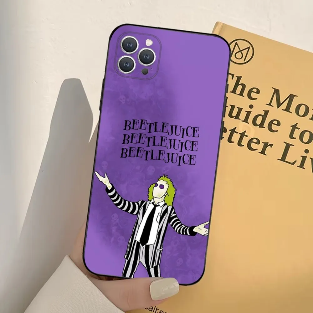 thumbnail image 1 of Funda para teléfono B-Beetlejuice 2 para iPhone 16, 15, 14, 13, 12, 11, Pro, X, XS, Max, XR, Plus, Mini, funda negra suave, 1 of 5
