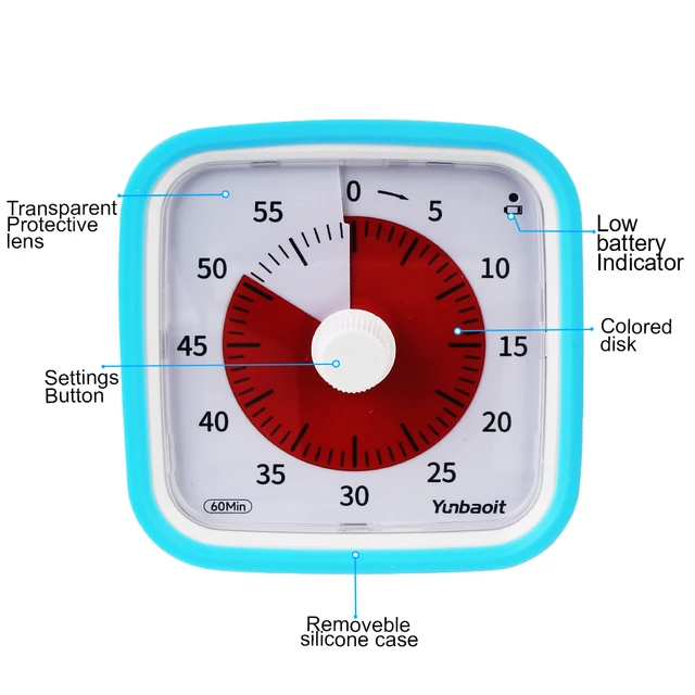 60 Minute Visual Timer Silent Mode Time Management Tool with Night Light Countdown Timer Kids Alarm Clock with Protective Case 3