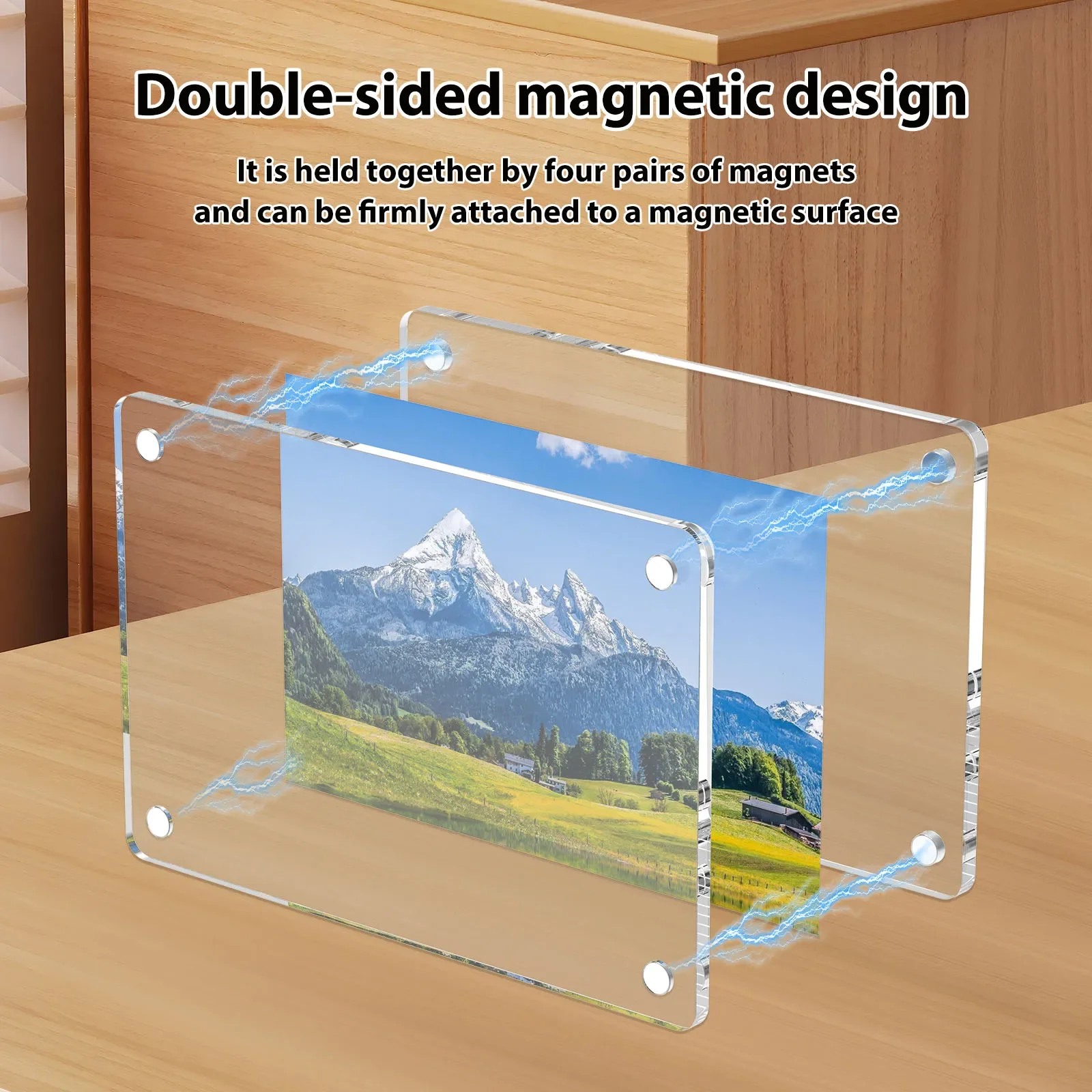 10pcs Acrylic Magnetic Frame Clear Fridge Magnet , Double Sided Photo Frame Refrigerator Magnet Picture Frame For Instant Camera