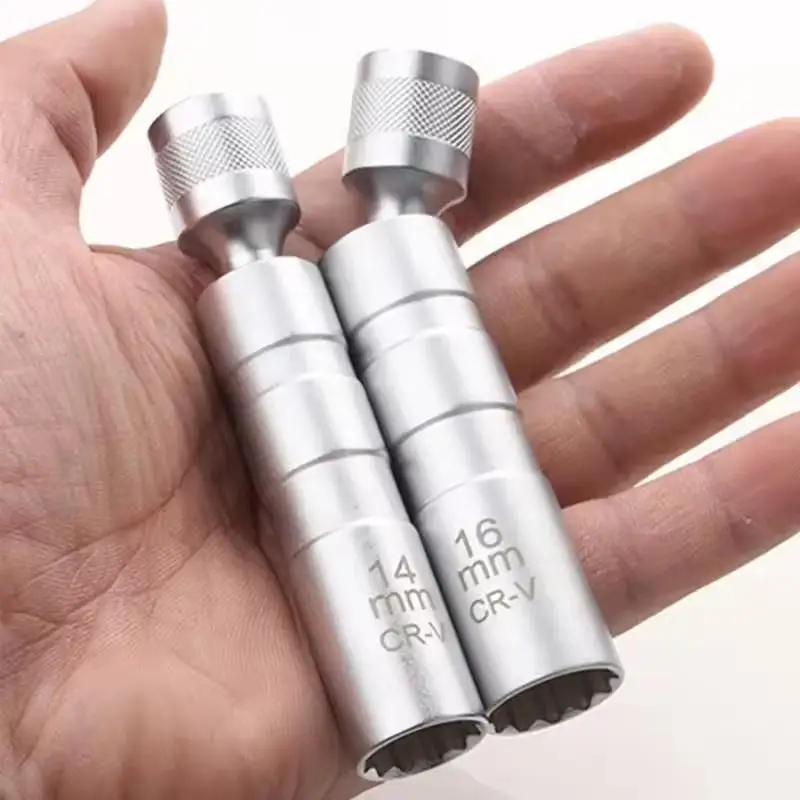 TINSOL 14/16mm 점화 플러그 소켓 렌치 어댑터 세트 3/8 드라이브 범용 조인트 자기 유연한 소켓 벽 자동 수리 도구