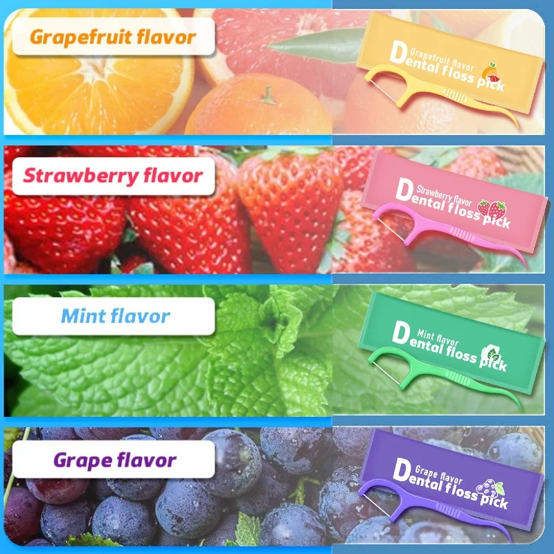 Ultra-fine Fruit-flavored Dental Floss Disposable Toothpicks Portable Dental Flosser Picks Oral Care Teeth Cleaning Tools 50pcs
