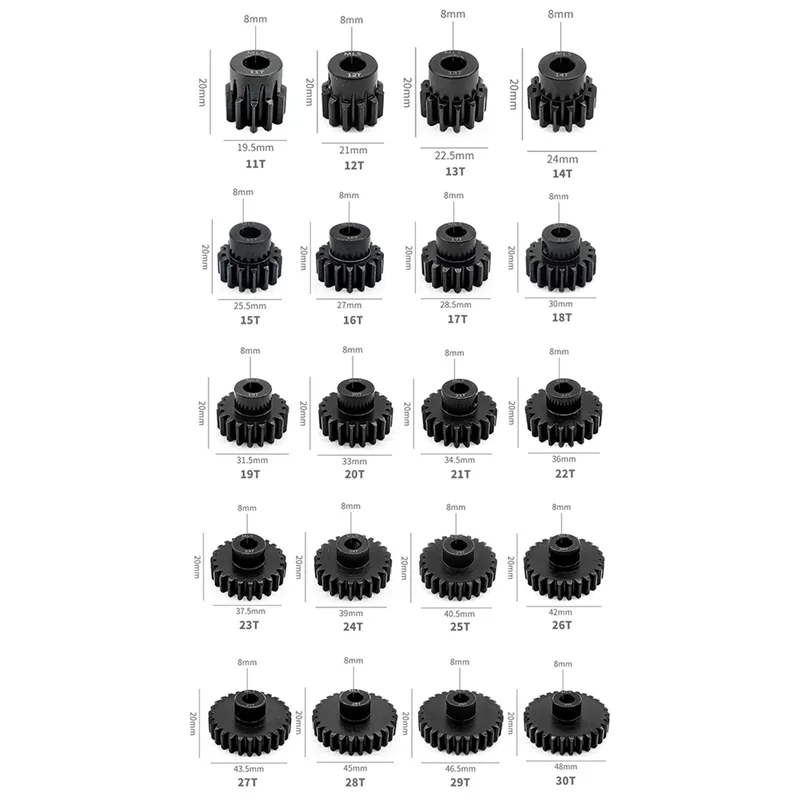ABTD-리모컨 자동차 기어 모터 기어 M1.5 모듈러스 8.0 크롬 스틸 모터 기어용 내부 구멍, M5 기계식 미터법 나사 포함, 17